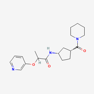 molecular formula C19H27N3O3 B6779677 N-[(1S,3R)-3-(piperidine-1-carbonyl)cyclopentyl]-2-pyridin-3-yloxypropanamide 