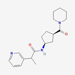 molecular formula C19H27N3O2 B6779680 N-[(1S,3R)-3-(piperidine-1-carbonyl)cyclopentyl]-2-pyridin-3-ylpropanamide 