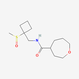 molecular formula C13H23NO3S B6779702 N-[(1-methylsulfinylcyclobutyl)methyl]oxepane-4-carboxamide 