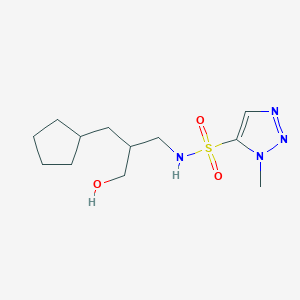 molecular formula C12H22N4O3S B6780009 N-[2-(cyclopentylmethyl)-3-hydroxypropyl]-3-methyltriazole-4-sulfonamide 