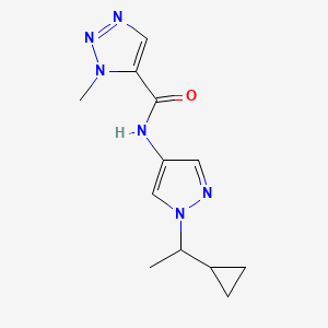 molecular formula C12H16N6O B6780031 N-[1-(1-cyclopropylethyl)pyrazol-4-yl]-3-methyltriazole-4-carboxamide 