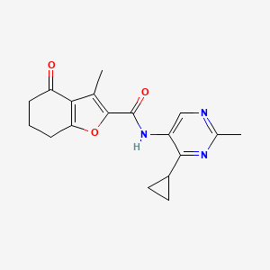 molecular formula C18H19N3O3 B6780066 N-(4-cyclopropyl-2-methylpyrimidin-5-yl)-3-methyl-4-oxo-6,7-dihydro-5H-1-benzofuran-2-carboxamide 