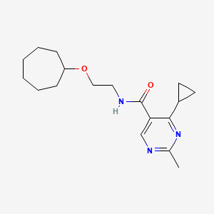 molecular formula C18H27N3O2 B6780148 N-(2-cycloheptyloxyethyl)-4-cyclopropyl-2-methylpyrimidine-5-carboxamide 