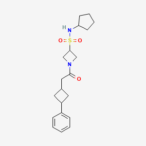 molecular formula C20H28N2O3S B6780178 N-cyclopentyl-1-[2-(3-phenylcyclobutyl)acetyl]azetidine-3-sulfonamide 