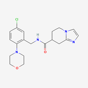 molecular formula C19H23ClN4O2 B6780214 N-[(5-chloro-2-morpholin-4-ylphenyl)methyl]-5,6,7,8-tetrahydroimidazo[1,2-a]pyridine-7-carboxamide 