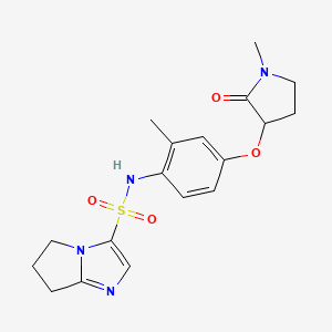 molecular formula C18H22N4O4S B6780242 N-[2-methyl-4-(1-methyl-2-oxopyrrolidin-3-yl)oxyphenyl]-6,7-dihydro-5H-pyrrolo[1,2-a]imidazole-3-sulfonamide 