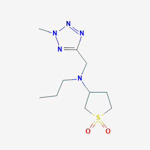 molecular formula C10H19N5O2S B6780320 N-[(2-methyltetrazol-5-yl)methyl]-1,1-dioxo-N-propylthiolan-3-amine 