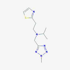 molecular formula C11H18N6S B6780367 N-[(2-methyltetrazol-5-yl)methyl]-N-[2-(1,3-thiazol-2-yl)ethyl]propan-2-amine 