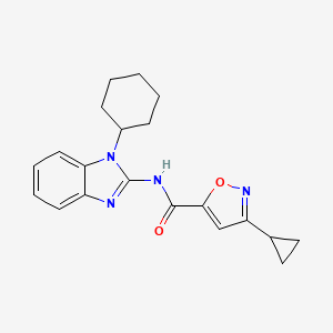 molecular formula C20H22N4O2 B6780376 N-(1-cyclohexylbenzimidazol-2-yl)-3-cyclopropyl-1,2-oxazole-5-carboxamide 
