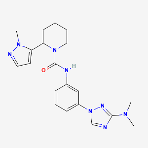 molecular formula C20H26N8O B6780542 N-[3-[3-(dimethylamino)-1,2,4-triazol-1-yl]phenyl]-2-(2-methylpyrazol-3-yl)piperidine-1-carboxamide 