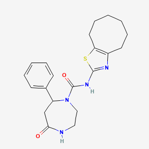 molecular formula C21H26N4O2S B6780608 N-(4,5,6,7,8,9-hexahydrocycloocta[d][1,3]thiazol-2-yl)-5-oxo-7-phenyl-1,4-diazepane-1-carboxamide 