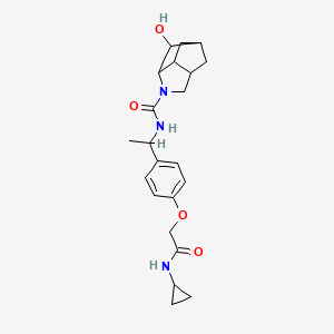 molecular formula C22H29N3O4 B6780693 N-[1-[4-[2-(cyclopropylamino)-2-oxoethoxy]phenyl]ethyl]-2-hydroxy-4-azatricyclo[4.2.1.03,7]nonane-4-carboxamide 