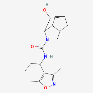 molecular formula C17H25N3O3 B6780728 N-[1-(3,5-dimethyl-1,2-oxazol-4-yl)propyl]-2-hydroxy-4-azatricyclo[4.2.1.03,7]nonane-4-carboxamide 