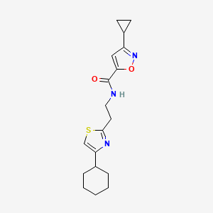 molecular formula C18H23N3O2S B6780759 N-[2-(4-cyclohexyl-1,3-thiazol-2-yl)ethyl]-3-cyclopropyl-1,2-oxazole-5-carboxamide 