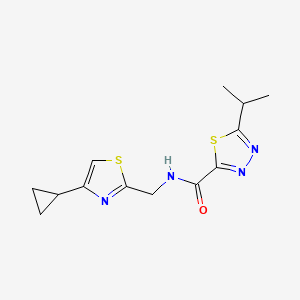 molecular formula C13H16N4OS2 B6780766 N-[(4-cyclopropyl-1,3-thiazol-2-yl)methyl]-5-propan-2-yl-1,3,4-thiadiazole-2-carboxamide 