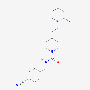 molecular formula C22H38N4O B6780785 N-[(4-cyanocyclohexyl)methyl]-4-[2-(2-methylpiperidin-1-yl)ethyl]piperidine-1-carboxamide 