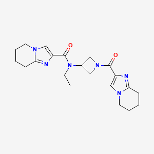 molecular formula C21H28N6O2 B6780846 N-ethyl-N-[1-(5,6,7,8-tetrahydroimidazo[1,2-a]pyridine-2-carbonyl)azetidin-3-yl]-5,6,7,8-tetrahydroimidazo[1,2-a]pyridine-2-carboxamide 