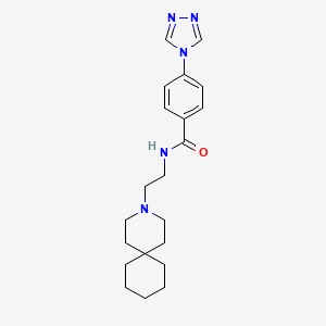 molecular formula C21H29N5O B6780907 N-[2-(3-azaspiro[5.5]undecan-3-yl)ethyl]-4-(1,2,4-triazol-4-yl)benzamide 