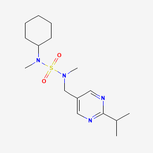 molecular formula C16H28N4O2S B6780999 N-methyl-N-[methyl-[(2-propan-2-ylpyrimidin-5-yl)methyl]sulfamoyl]cyclohexanamine 