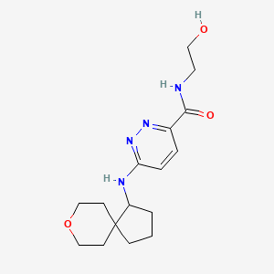 molecular formula C16H24N4O3 B6781044 N-(2-hydroxyethyl)-6-(8-oxaspiro[4.5]decan-4-ylamino)pyridazine-3-carboxamide 