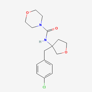 molecular formula C16H21ClN2O3 B6781058 N-[3-[(4-chlorophenyl)methyl]oxolan-3-yl]morpholine-4-carboxamide 