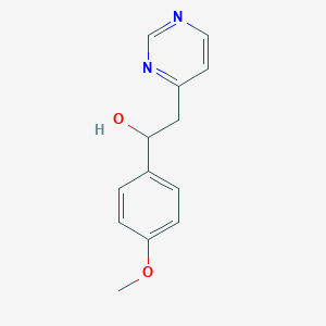 molecular formula C13H14N2O2 B067811 1-(4-Methoxyphenyl)-2-(pyrimidin-4-yl)ethanol CAS No. 185848-10-6