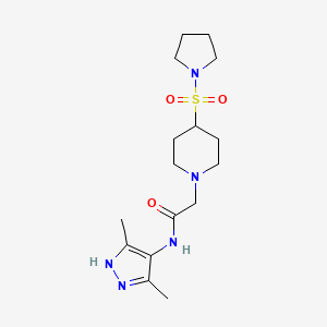 molecular formula C16H27N5O3S B6781193 N-(3,5-dimethyl-1H-pyrazol-4-yl)-2-(4-pyrrolidin-1-ylsulfonylpiperidin-1-yl)acetamide 