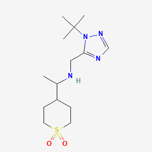 molecular formula C14H26N4O2S B6781208 N-[(2-tert-butyl-1,2,4-triazol-3-yl)methyl]-1-(1,1-dioxothian-4-yl)ethanamine 