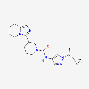 molecular formula C21H30N6O B6781246 N-[1-(1-cyclopropylethyl)pyrazol-4-yl]-3-(5,6,7,8-tetrahydroimidazo[1,5-a]pyridin-3-yl)piperidine-1-carboxamide 