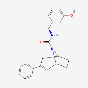 molecular formula C22H24N2O2 B6781352 N-[(1S)-1-(3-hydroxyphenyl)ethyl]-3-phenyl-8-azabicyclo[3.2.1]oct-2-ene-8-carboxamide 