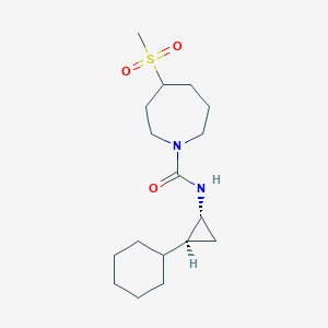 molecular formula C17H30N2O3S B6781361 N-[(1R,2S)-2-cyclohexylcyclopropyl]-4-methylsulfonylazepane-1-carboxamide 