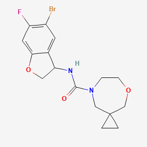 molecular formula C16H18BrFN2O3 B6781418 N-(5-bromo-6-fluoro-2,3-dihydro-1-benzofuran-3-yl)-5-oxa-8-azaspiro[2.6]nonane-8-carboxamide 