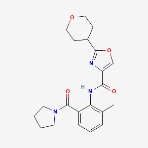 molecular formula C21H25N3O4 B6781485 N-[2-methyl-6-(pyrrolidine-1-carbonyl)phenyl]-2-(oxan-4-yl)-1,3-oxazole-4-carboxamide 