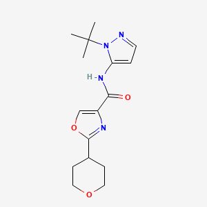 molecular formula C16H22N4O3 B6781498 N-(2-tert-butylpyrazol-3-yl)-2-(oxan-4-yl)-1,3-oxazole-4-carboxamide 