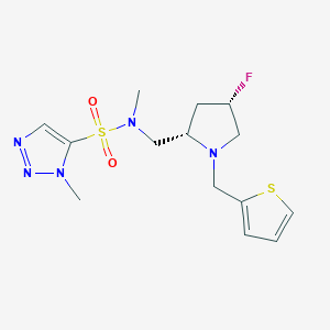 molecular formula C14H20FN5O2S2 B6781629 N-[[(2S,4S)-4-fluoro-1-(thiophen-2-ylmethyl)pyrrolidin-2-yl]methyl]-N,3-dimethyltriazole-4-sulfonamide 