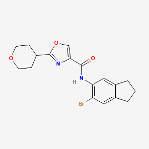 molecular formula C18H19BrN2O3 B6781668 N-(6-bromo-2,3-dihydro-1H-inden-5-yl)-2-(oxan-4-yl)-1,3-oxazole-4-carboxamide 