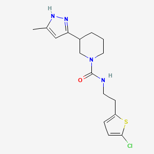 molecular formula C16H21ClN4OS B6781701 N-[2-(5-chlorothiophen-2-yl)ethyl]-3-(5-methyl-1H-pyrazol-3-yl)piperidine-1-carboxamide 