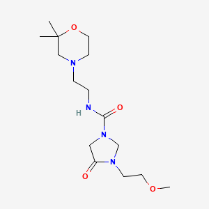 molecular formula C15H28N4O4 B6781712 N-[2-(2,2-dimethylmorpholin-4-yl)ethyl]-3-(2-methoxyethyl)-4-oxoimidazolidine-1-carboxamide 