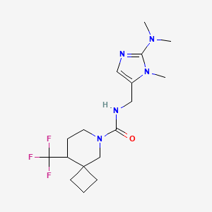 molecular formula C17H26F3N5O B6781717 N-[[2-(dimethylamino)-3-methylimidazol-4-yl]methyl]-9-(trifluoromethyl)-6-azaspiro[3.5]nonane-6-carboxamide 