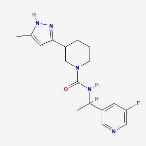 molecular formula C17H22FN5O B6781724 N-[1-(5-fluoropyridin-3-yl)ethyl]-3-(5-methyl-1H-pyrazol-3-yl)piperidine-1-carboxamide 
