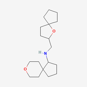 molecular formula C18H31NO2 B6781980 N-(1-oxaspiro[4.4]nonan-2-ylmethyl)-8-oxaspiro[4.5]decan-4-amine 