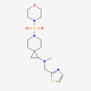 molecular formula C16H26N4O3S2 B6782113 N-methyl-6-morpholin-4-ylsulfonyl-N-(1,3-thiazol-2-ylmethyl)-6-azaspiro[2.5]octan-2-amine 
