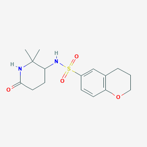 molecular formula C16H22N2O4S B6782156 N-(2,2-dimethyl-6-oxopiperidin-3-yl)-3,4-dihydro-2H-chromene-6-sulfonamide 
