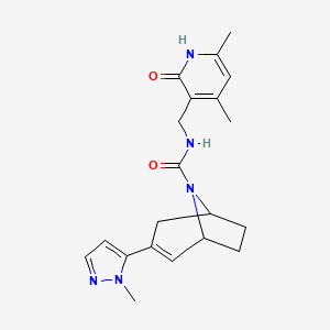 molecular formula C20H25N5O2 B6782279 N-[(4,6-dimethyl-2-oxo-1H-pyridin-3-yl)methyl]-3-(2-methylpyrazol-3-yl)-8-azabicyclo[3.2.1]oct-2-ene-8-carboxamide 
