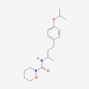 molecular formula C18H28N2O3 B6782319 N-[4-(4-propan-2-yloxyphenyl)butan-2-yl]oxazinane-2-carboxamide 