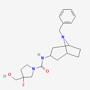 molecular formula C20H28FN3O2 B6782336 N-(8-benzyl-8-azabicyclo[3.2.1]octan-3-yl)-3-fluoro-3-(hydroxymethyl)pyrrolidine-1-carboxamide 