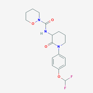 molecular formula C17H21F2N3O4 B6782354 N-[1-[4-(difluoromethoxy)phenyl]-2-oxopiperidin-3-yl]oxazinane-2-carboxamide 