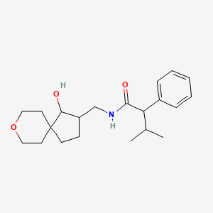 molecular formula C21H31NO3 B6782380 N-[(4-hydroxy-8-oxaspiro[4.5]decan-3-yl)methyl]-3-methyl-2-phenylbutanamide 