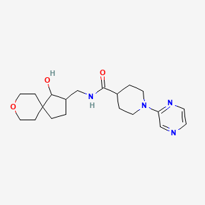 molecular formula C20H30N4O3 B6782386 N-[(4-hydroxy-8-oxaspiro[4.5]decan-3-yl)methyl]-1-pyrazin-2-ylpiperidine-4-carboxamide 