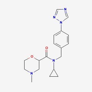 molecular formula C18H23N5O2 B6782498 N-cyclopropyl-4-methyl-N-[[4-(1,2,4-triazol-1-yl)phenyl]methyl]morpholine-2-carboxamide 